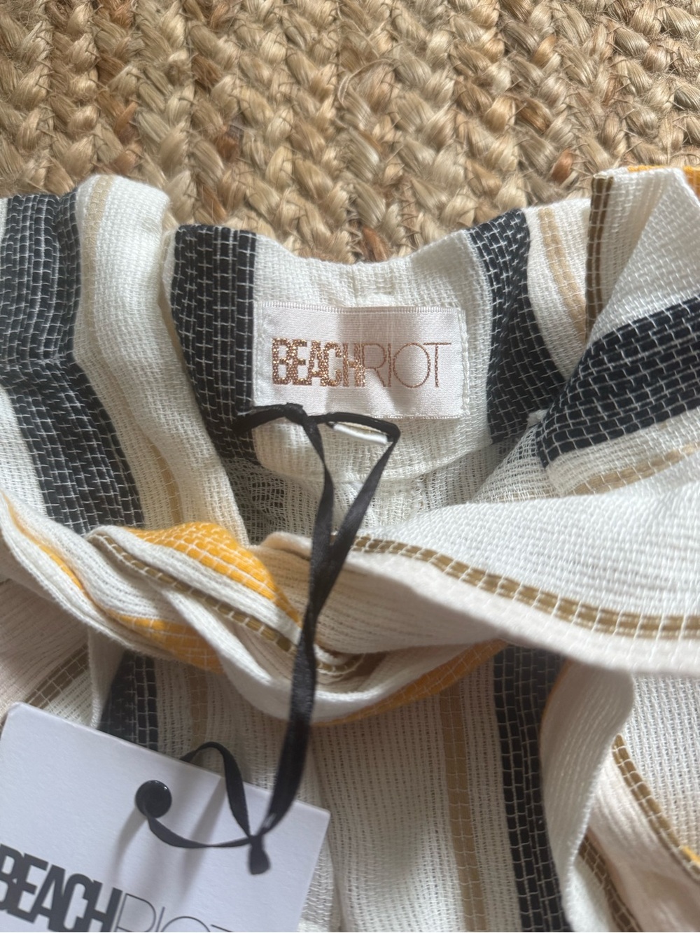 Beach Riot High-Waist Striped Shorts in Black, White & Yellow